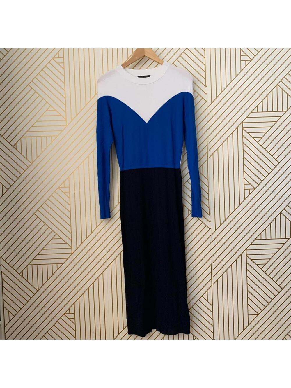 Banana republic Dolman sleeve knit sweater dress color block ribbed mock XS